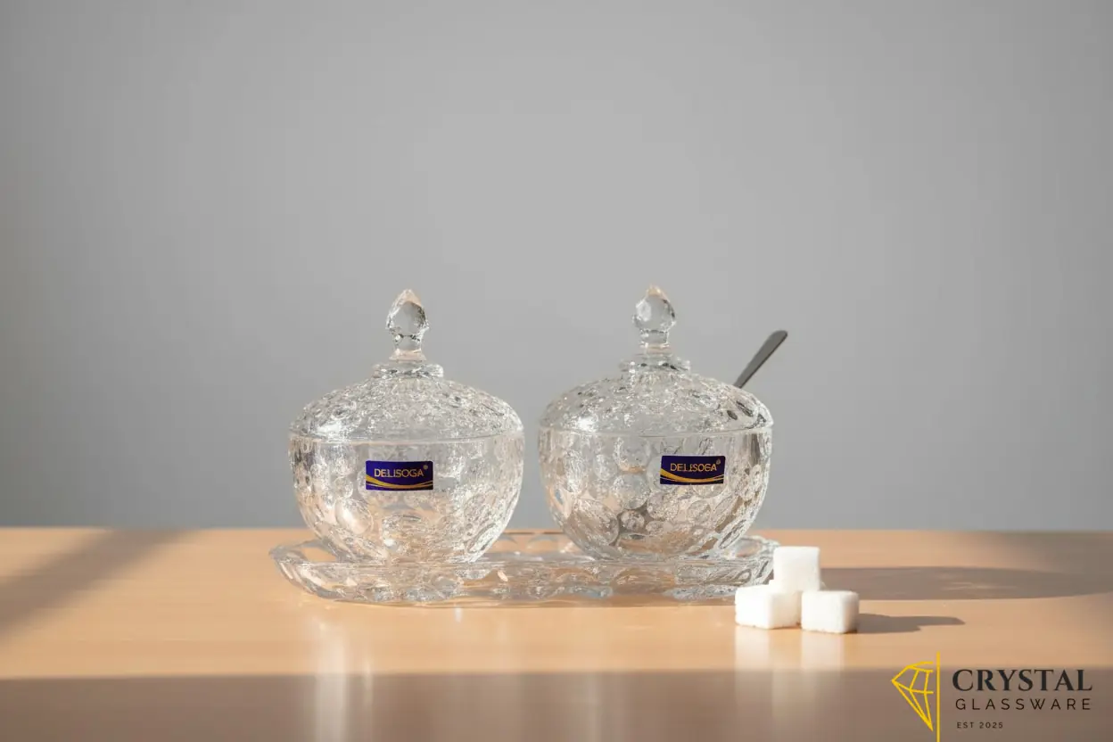 Delisoga® Candy Dish Set of 3 Elegant Candy Jars with Glass Tray for Sweets & Treats